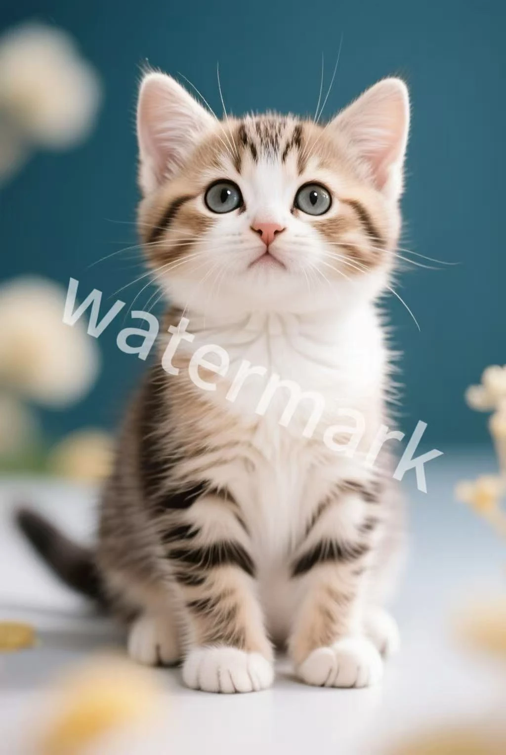 Pet photo with a diagonal watermark — Before
